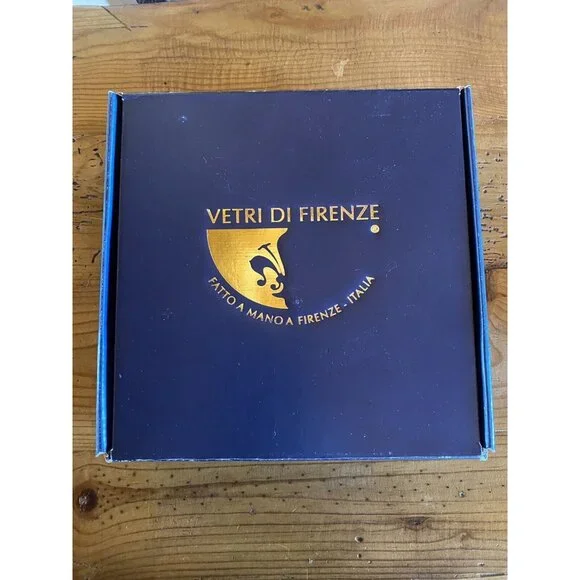 Vetri di Firenze Vtg Etched Colored Glass Etched Silver Top Rim Cordials Italian